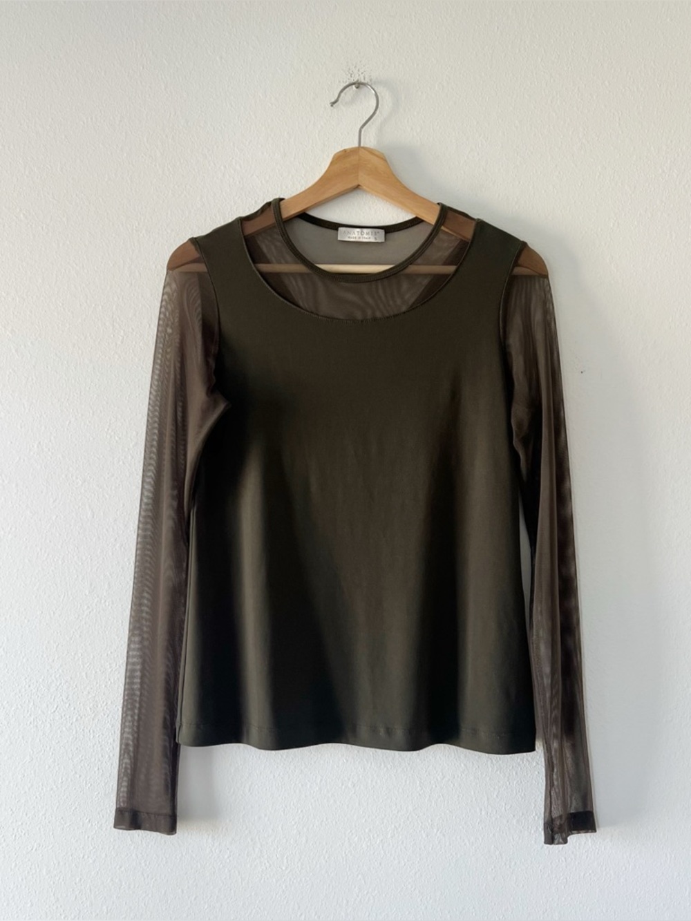 ANATOMIE | Kim Long Sleeve Mesh Top in Olive Green | S